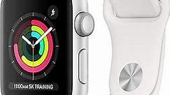 Apple Watch Series 3 [GPS 38mm] Smart Watch w/Silver Aluminum Case & White Sport Band. Fitness & Activity Tracker, Heart Rate Monitor, Retina Display, Water Resistant