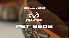 Realtree MAX-5 Camo Premium Bolstered Sofa Lounger Pet Bed for Dogs and Cats Realtree MAX-5/Brown/Pink Piping 25 X 21 Inches