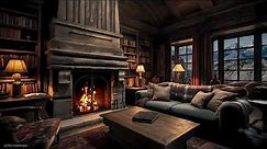 🌌 A haven of rustic charm and tranquility - Cozy Winter Cabin Ambience - Fireplace sound
