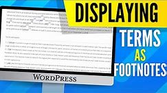 How to Display Glossary Terms As Footnotes | WordPress