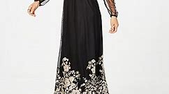 Nine West Gold-Embroidered Off-The-Shoulder Maxi Dress - Macy's
