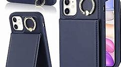 iPhone 11 Case with Card Holder for Women, iPhone 11 Phone Case Wallet with Credit with Ring Kickstand Shockproof Slim Stand Case for iPhone11 - Blue