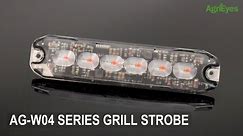 AgriEyes W04 4PCS Grill LED Strobe Lights, Red/Blue LED flashing lights, 14 Modes Warning Lights