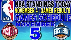 nba standings today November 4, 2023 | games results | games schedule November 5, 2023