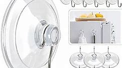 HangerSpace Suction Cup Hooks, 1.77 Inches Clear PVC Suction Cups with Metal Hooks Removable Small Suction Cups for Kitchen Bathroom Shower Wall Window Glass Door - 12 Pack