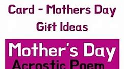 Mothers Day Acrostic Poem and Card - mothers day flower poem