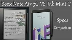 Boox Note Air 3C VS Tab Mini C -Specs Comparison