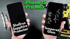 iPhone 15 Pro Max Shellrus Sapphire Screen Protector - Extreme Torture Tested!