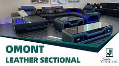 Omont Modern Leather Sectional with Console | Jubilee Furniture