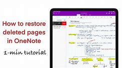 How to recover deleted pages in OneNote| One-minute tutorial