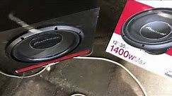 Pioneer TS-A30S4 12 inch sub in a tuned cabinet. Tuned to 35Hz. [Fox HiFi Systems]