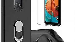 lovpec Case for LG K51 with Soft TPU Screen Protector, Ring Holder Kickstand Shockproof Protective Phone Cover Case Compatible with LG K51/for LG Q51/for LG Reflect (Black)