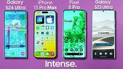 Samsung Galaxy S24 Ultra vs iPhone 15 Pro Max / Pixel 8 Pro / S23 Ultra - Battery Drain Test