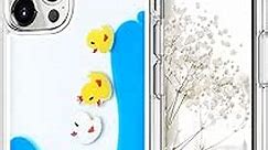 LUVI Compatible with iPhone 13 Pro Max Liquid Case Cute Funny Cartoon Moving Water Duck Quicksand Flowing Floating Waterfall Protective Cover Soft Silicone Rubber Case for iPhone 13 Pro Max