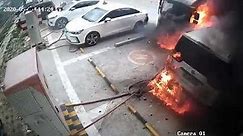 Electric Eco car on fire problem burn damage hybrid ev byd etron tesla problem in battery charger