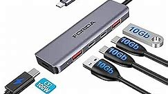 USB C Hub, 10Gbps USB C Splitter for Laptop, 2 USB C 3.2 and 2 USB A 3.2 Data Ports, 100W Power Charging, for MacBook Air/Pro, Surface Pro, XPS, PC, Flash Drive, iPhone 15/15 Pro/15 Pro Max