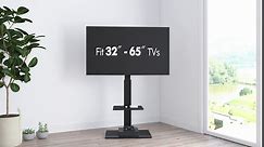 FITUEYES Floor TV Stands with Swivel TILT Mount for 32 39 40 43 49 50 55 60 65 70 75 Inch LCD LED TVs with Iron Base Adjustable Shelf Universal Television Stands for Bedroom and Living Room (Black)