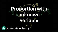 Solving a proportion with an unknown variable (example) | 7th grade | Khan Academy