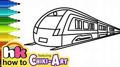 How to Draw a Train Easy | Drawing for kids | Chiki Art | HooplaKidz How To