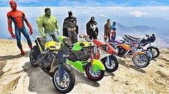 HOMEM ARANHA HULK E BATMAN COM MOTOS ESPORTIVAS! DESAFIO DE MOTOS COM SPIDERMAN - IR GAMES