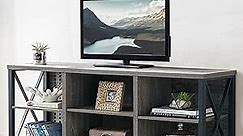 LVB Rustic TV Stand for 55 Inch TV, Industrial Home Entertainment Center with Cabinet Storage Shelf, Modern Wood and Metal Television Media Console Table for Bedroom Living Room, Light Gray Oak, 47 In