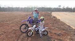 kids got their new dirt bikes! let'em ride! Drew's first real ride