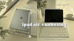 iPad air 4 unboxing (sky blue - WiFi+256 GB) 💻 | affordable iPad pencil + accessories ⌨