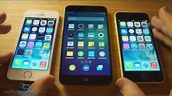 Meizu MX3 vs iPhone 5S vs iPhone 5C: обзор-сравнение (review & comparison)