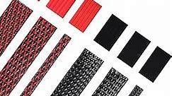 96ft Wire Loom Braided Cable Sleeve Covers Cord Management with 127 Pieces Tube Heat Shrinkable for Audio Video Cable Cord Protectors from Pets (Black and Red,1/2 Inch, 1/4 Inch, 3/8 Inch)