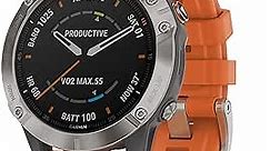 Garmin fenix 6 Sapphire, Premium Multisport GPS Watch, Features Mapping, Music, Grade-Adjusted Pace Guidance and Pulse Ox Sensors, Titanium with Orange Band