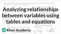 Analyzing relationships between variables using tables and equations | 6th grade | Khan Academy