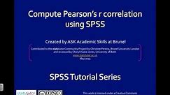 Pearson's r correlation using SPSS