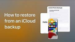How to restore an iPhone or iPad from an iCloud backup | Apple Support