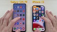 Samsung S20 FE vs iPhone 13 iOS 16 Speed Test
