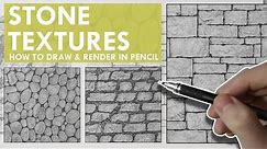 How To Draw & Render Realistic STONE TEXTURES in Pencil