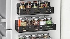 MFTEK Magnetic Spice Rack for Refrigerator, 4 Pack Spice Rack Organizer Strong Magnetic Shelf Seasoning Organizer, Metal Side Fridge Storage Rack, Space Saving Kitchen Organization