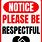 Be Respectful Sign