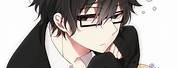 Black Hair Anime Boy with Glasses