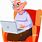 Cartoon Old Lady On Computer