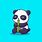 Cartoon Panda Holding Bamboo