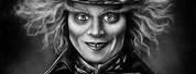 Creepy Mad Hatter Black and White