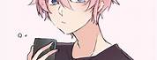 Cute Anime Boy with Pink Hair