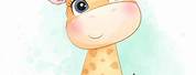 Cute Cartoon Giraffe with Flowers