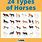 Different Horse Breeds Chart