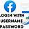 Facebook Log in Username and Password
