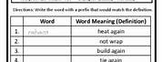 Prefix UN and Re Worksheet
