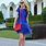 Royal Blue Dress with Red Shoes