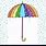 Umbrella and Rain Cartoon