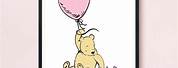 Winnie the Pooh Balloon Pink Framed