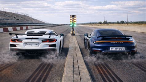 1,064 HP Corvette ZR1 vs Porsche Turbo S drag race